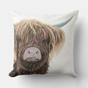 Almofada Vaca do Terreno Escocês Charlie Com Cabelo Estranh