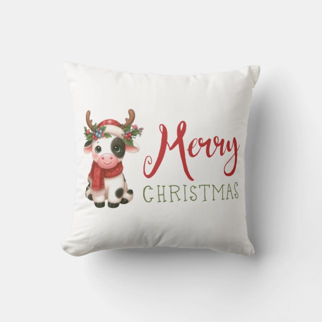 Almofada Vaca doce de Natal feliz (Frente)