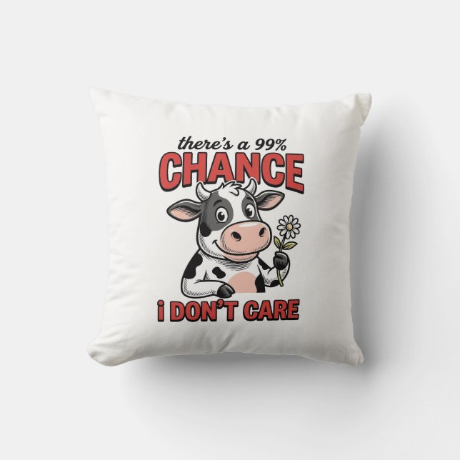 Almofada Vaca Engraçada Chance Eu Não Cuido Vintage (Frente)