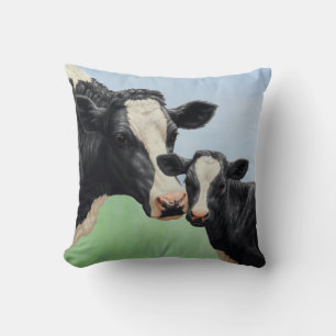 Almofada Vaca Holstein Negra e Vitelo