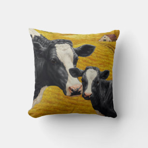 Almofada Vacas de Holstein e Madeira Antiga