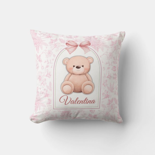 Almofada Valentina | Design de Enfermeiro de Urso Rosa Pers (Frente)