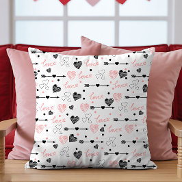 Almofada Valentine Gift Pillow Sketch Heart I Love You Text