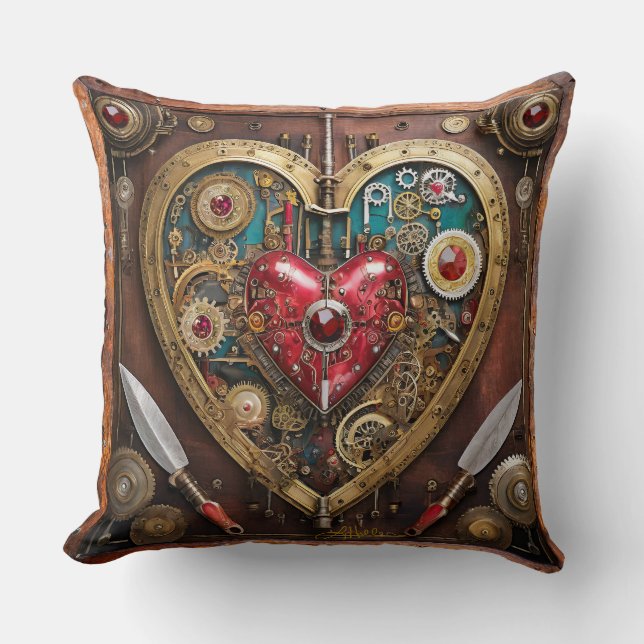 Almofada Valentine Guerreiro Steampunk Rubis e Adagas (Frente)