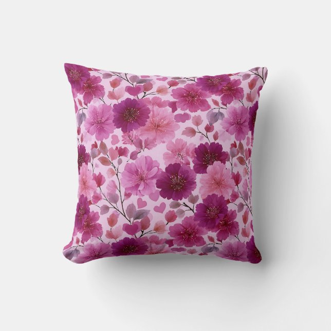 Almofada Valentine’s Day Floral Romantic Pink Magenta (Frente)