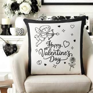 Almofada Valentines Day Cherub & Romantic Doodle Design