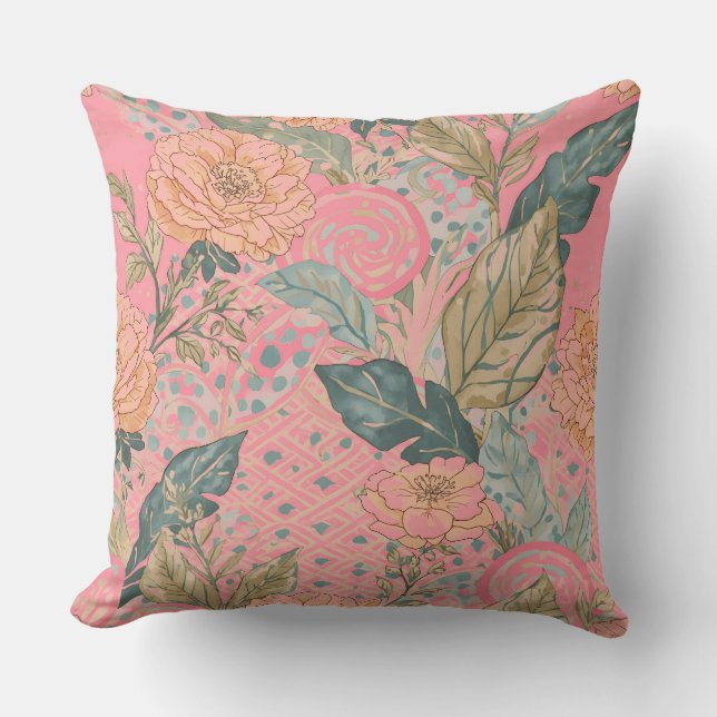 Almofada Valentines Day,Pink,Lovely Flowers,Modern, Trendy (Frente)