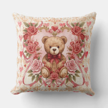 Valentine's ,Teddy Bear,Pink Love Heart and Flower