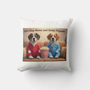 Almofada Vamos Ficar em Casa e Encomendar Cachorros de Dese