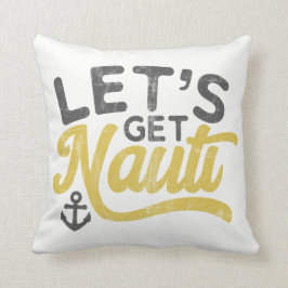 Almofada Vamos ficar Nauti Náutico Vintage Tipo Cinza Amare