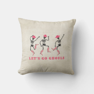 Almofada Vamos Ir Ghouls Halloween Skeletons Pink Cowgirl