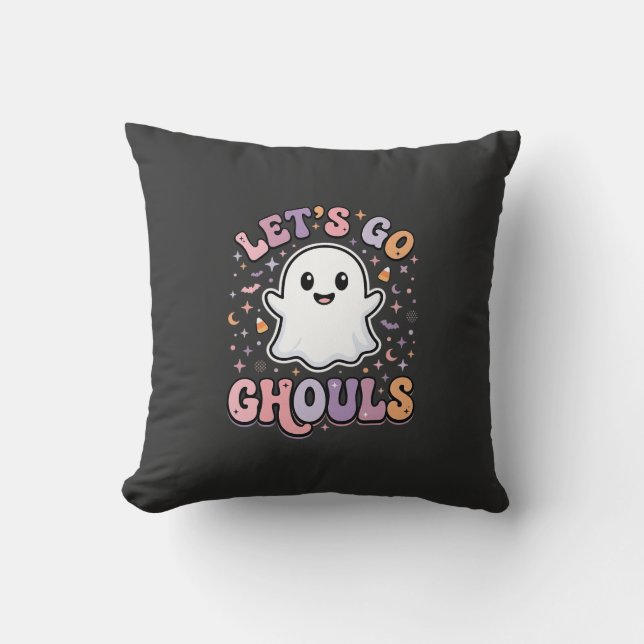 Almofada Vamos Lá Espíritos Fofos de Halloween Design Gráfi (Frente)