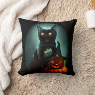 Almofada Vampiro Gato e Mágico Pumpkin Halloween Surreal