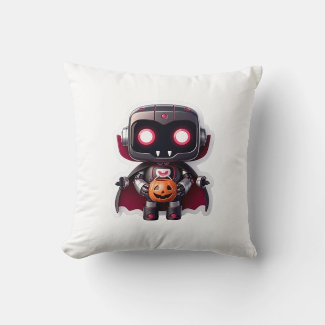 Almofada Vampiro Robô, Travesseiro de Halloween, "Cute Tech (Frente)