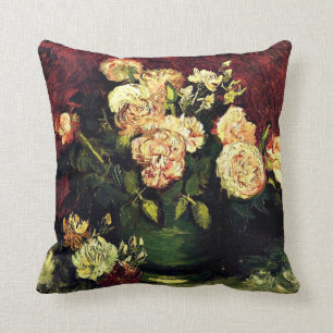 Almofada Van Gogh: Bacia com peônias e rosas