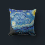 Almofada Van Gogh Starry Night. Arte do céu azul impression<br><div class="desc">Travesseiro decorativo "A Noite Estrelada" de Van Gogh. O impressionismo azul e a arte das estrelas.</div>