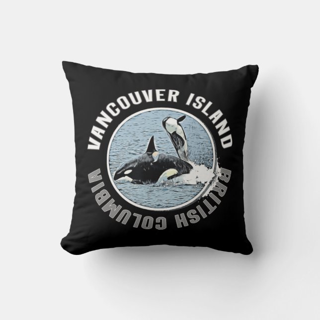 Almofada Vancouver Island BC Canada Orca Whales Adventure K (Frente)