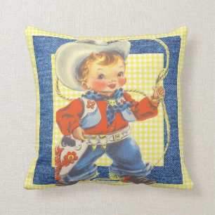 Almofada Vaqueiro pequeno retro ocidental com travesseiro
