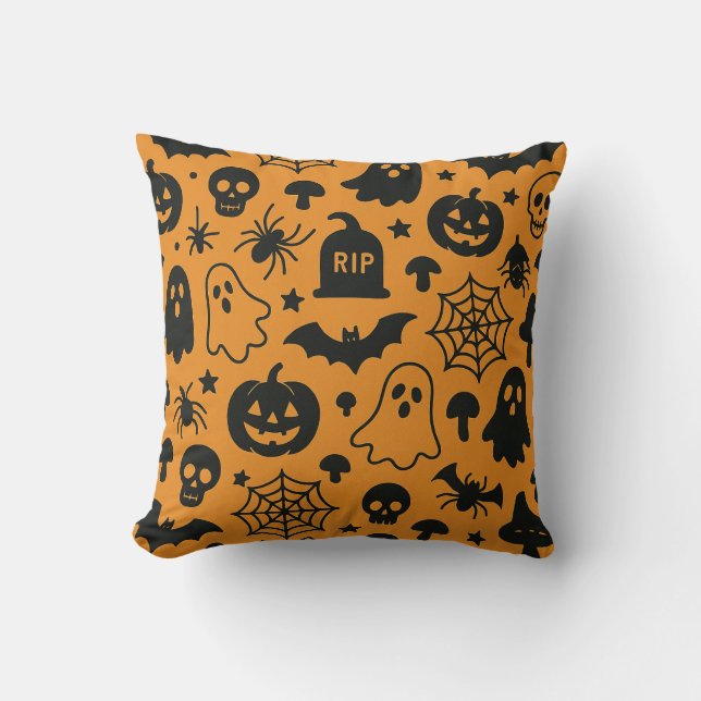 Almofada Várias imagens de padrão de Halloween pliow (Frente)