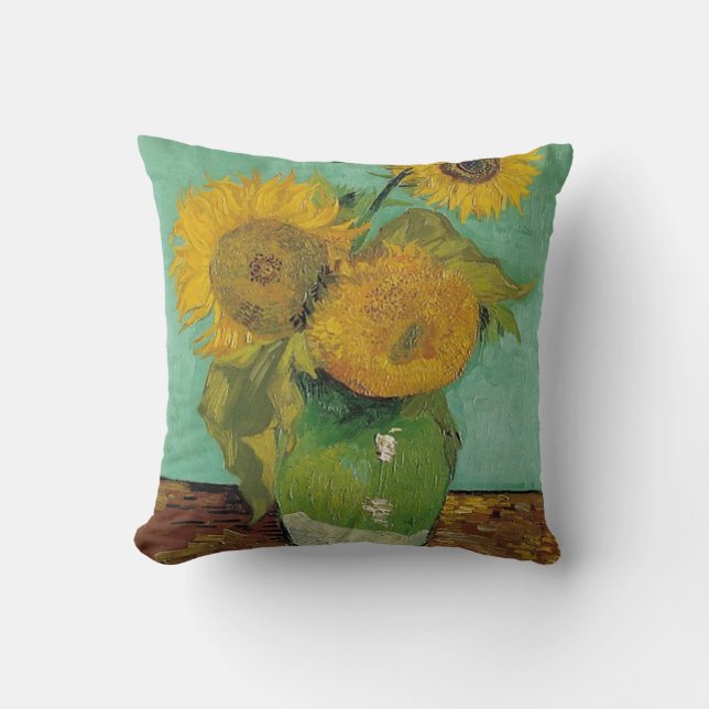 Almofada Vase com três girassóis, Vincent van Gogh (Frente)