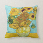 Almofada Vaso com os doze girassóis por Vincent van Gogh<br><div class="desc">Ao melhor de meu conhecimento estas imagens estão no dominio público e acreditado para estar livres usar-se sem limitação nos E.U. 
 Contacte-me por favor se você descobre que qualqueras um imagens não estão no dominio público.</div>