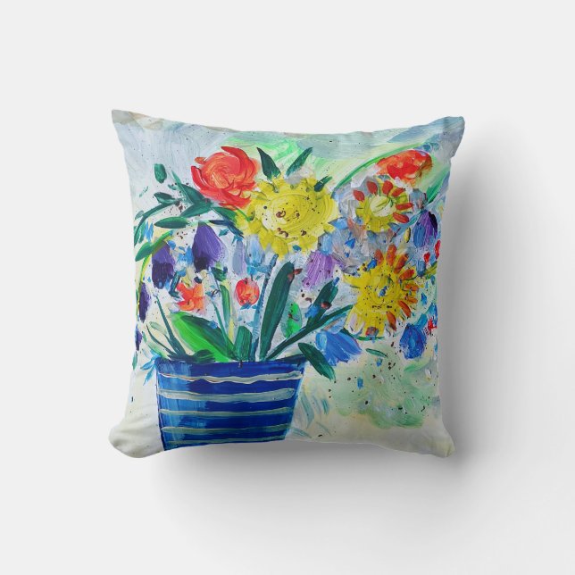 Almofada Vaso de flores em estilo impressionista (Frente)
