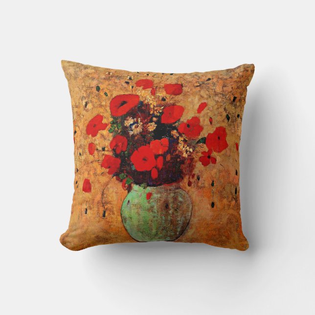 Almofada Vaso de Papoulas por Odilon Redon (Frente)