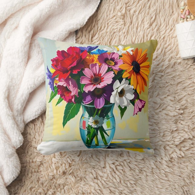 Almofada Vaso de Vidro Floral Bonito (Cobertor)
