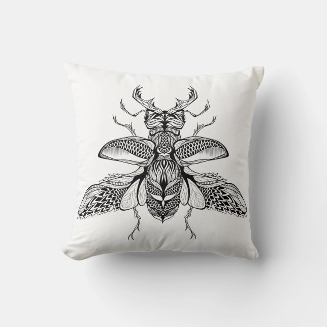 Almofada Veado-Besouro psicadélico inspirado (Frente)