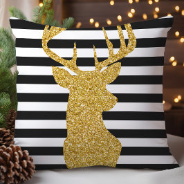 Almofada Veado com Brilho Dourado Natal
