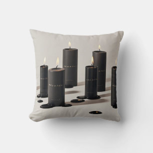 Almofada Velas de linha preta minimalistas com chamas minús