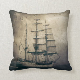 Almofada Veleiro náutico da navigação do vintage do mar do