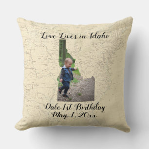 Almofada Velho Mapa Do Amor Vive No Estado De Idaho, Foto F