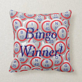 Almofada Vencedor do Bingo das bolas do Bingo no azul