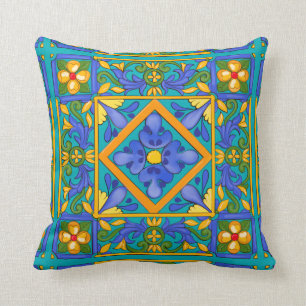 Almofada Verão, azulejos sicilianos, majolica, Mediterrân