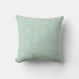 Almofada Verão de Conchas Marinhas Boho Náutico Costeiro Me
