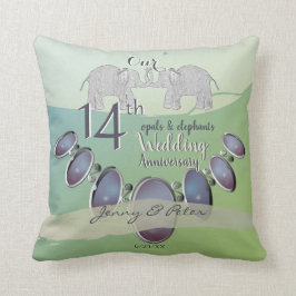 Almofada Verde 14 de Aniversário de Casamento