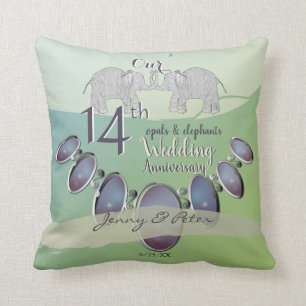 Almofada Verde 14 de Aniversário de Casamento