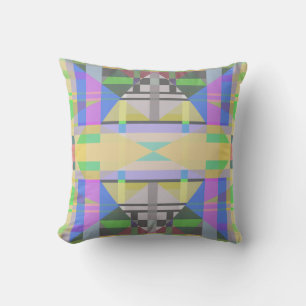 Almofada Verde Amarelo Azul Roxo Geométrico