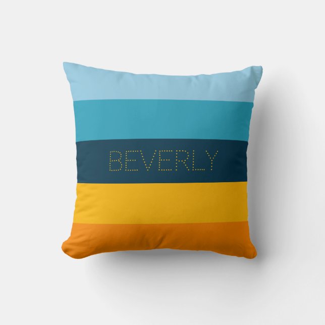 Almofada Verde Amarelo Laranja, 5 Cores, Nome Personalizado (Frente)