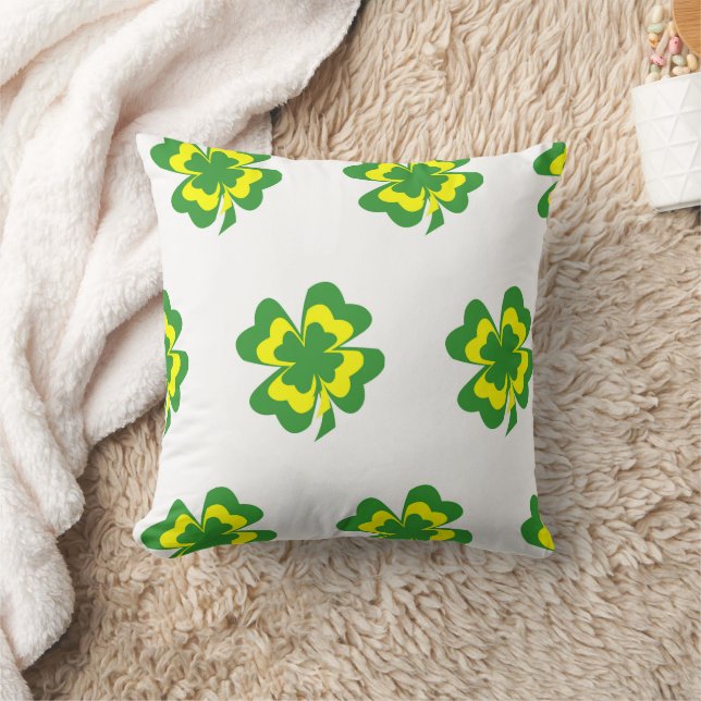 Almofada Verde Amarelo Quatro Folha Mínimo (Cobertor)