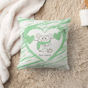 Almofada Verde Branco de Pequeno Hamster Bonito