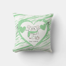 Almofada Verde Branco de Pequeno Hamster Bonito