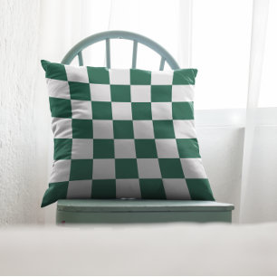 Almofada Verde-Caçador e Branco Verificado