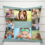 Almofada Verde da melhor vovó colagem de fotos do mundo<br><div class="desc">Dê à melhor vovó do mundo um travesseiro multifoto personalizado que ela vai tesourar por anos. Personalize com oito fotos de netos, filhos, outros membros da família, animais de estimação, etc., personalize a expressão "Melhor Avó do Mundo" e se ela é chamada de "Avó", "Nana", "Abuela", etc., e adicione os...</div>