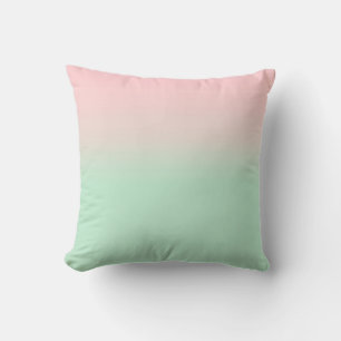 Almofada Verde de Gradiente Rosa Cinza Estético de Pastel