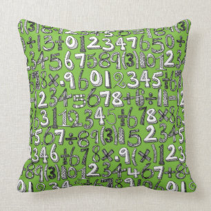 Almofada verde do doodle da matemática
