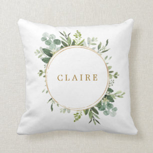 Almofada Verde Dourado Botânico Personalizado