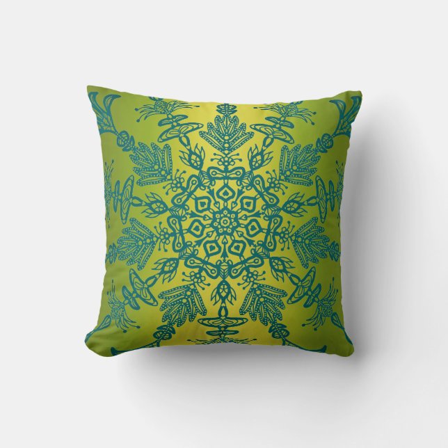 Almofada Verde e design de duas faces de Boho da cerceta (Frente)