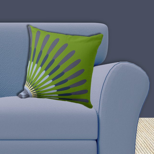 Almofada Verde Étnico E Flor De Estrelas Do Trimestre Azul (Ethnic Green And Blue Quarter Star Flower Throw Pillow)